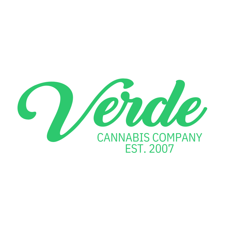 Verde Cannabis Company logo, established in 2007, featuring elegant green typography, representing high-quality cannabis products.