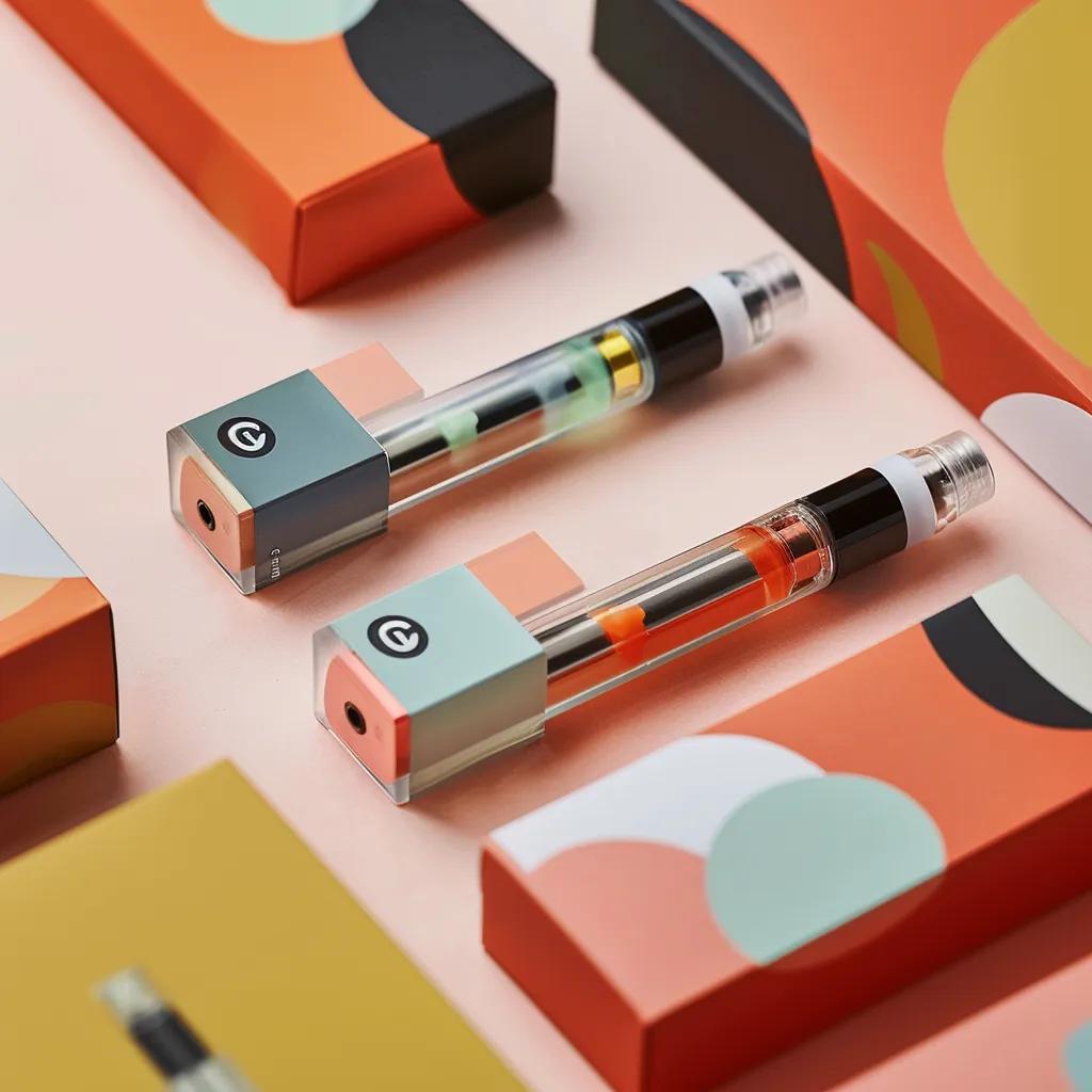 Close-up of three different live resin disposable vape brands showcasing unique packaging