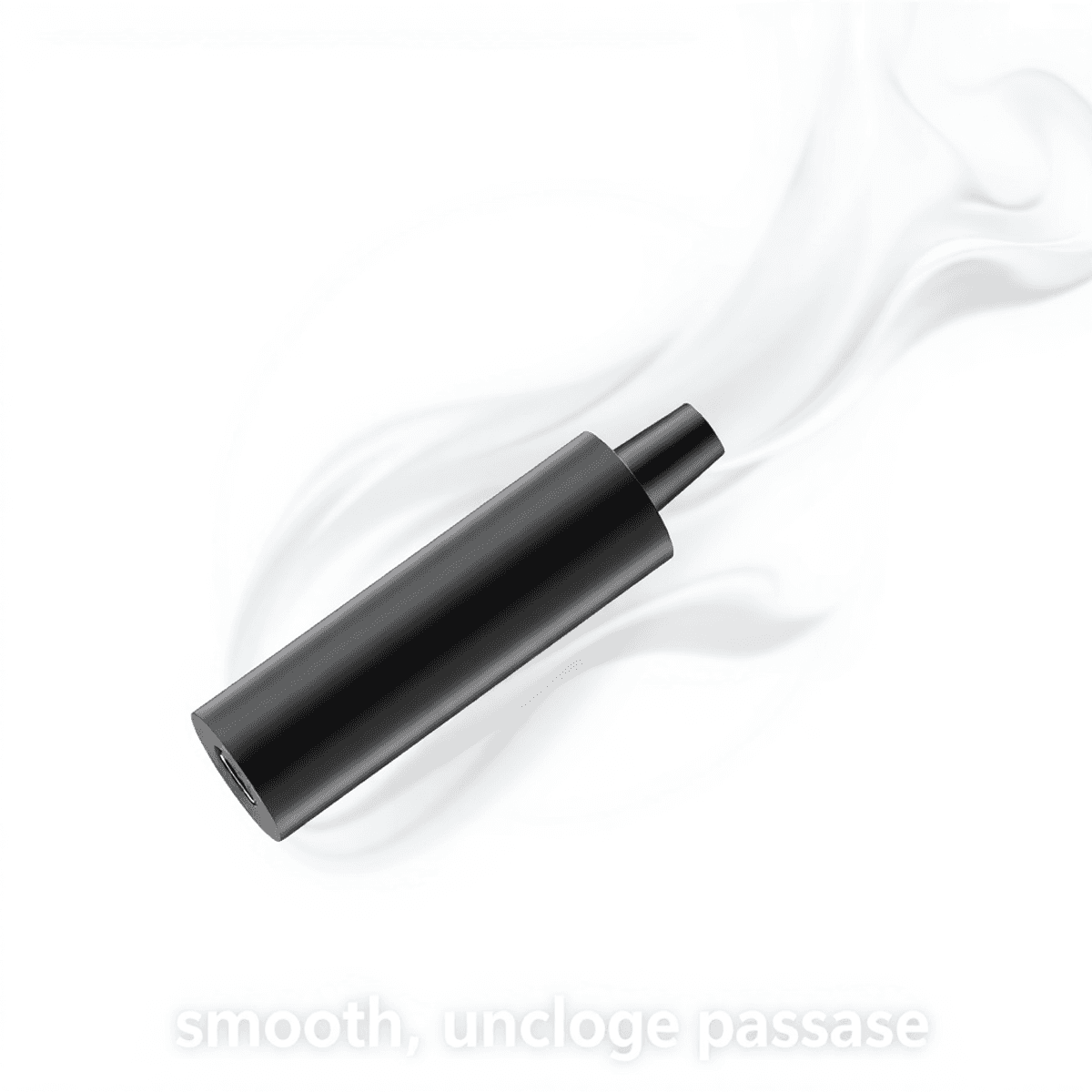 Close-up of a sleek disposable vape with smooth vapor trails against a bright background featuring abstract airflow patterns.