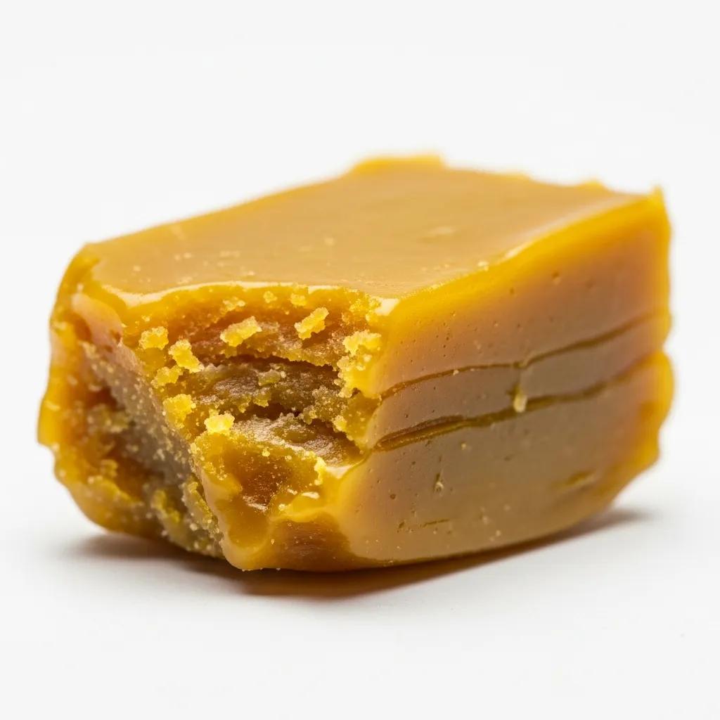 Close-up of cannabis wax concentrate highlighting its texture and color